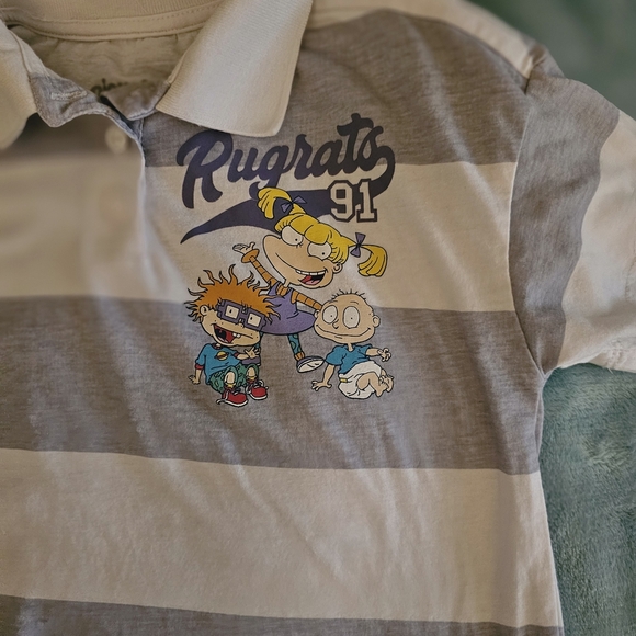 Nickelodeon Rugrats Toddler Polo - Gray and White - Picture 2 of 6